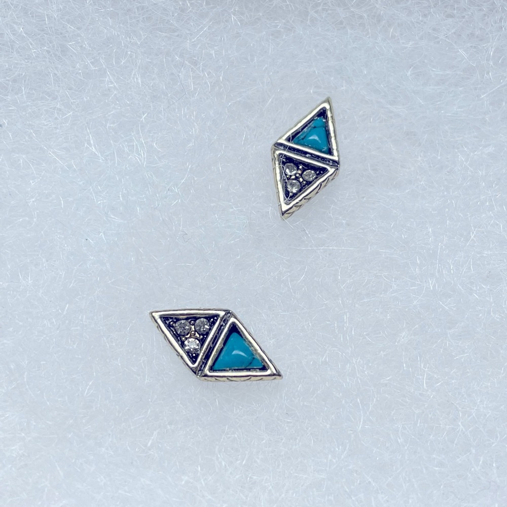 Geometric Turquoise Stud Earrings